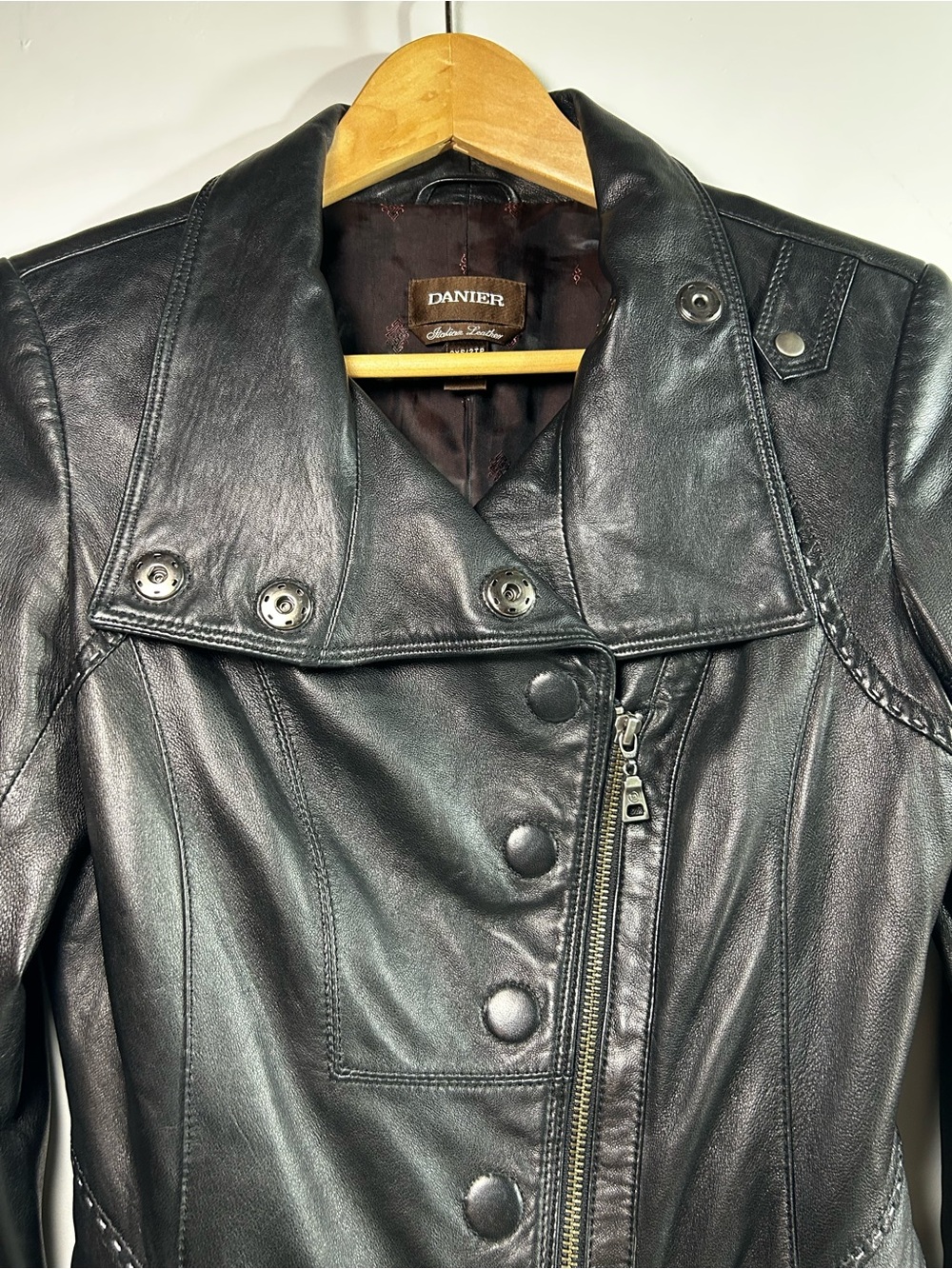 Danier Black Leather Moto-Style Jacket